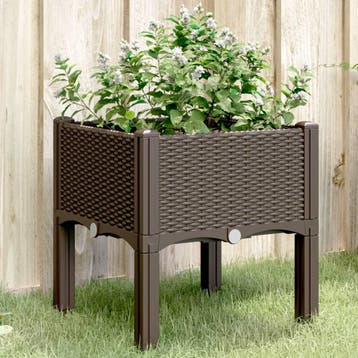 vidaXL Plantenbak met poten 40x40x42 cm polypropeen bruin, Verzenden, Nieuw