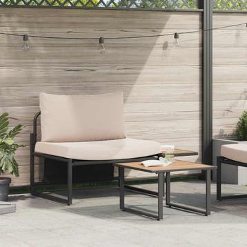 vidaXL Tuinbank Set 2 st Taupe Staal, Tuin en Terras, Verzenden, Nieuw