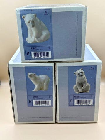Lladró - Beeldje - Polar Bear set with original boxes –, Antiek en Kunst