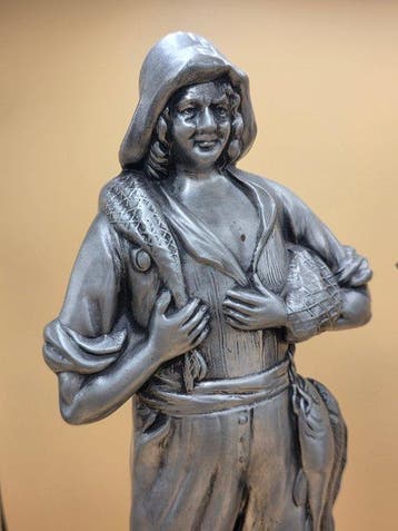 Beeldje, Couple pêcheurs - 44 cm - Tin
