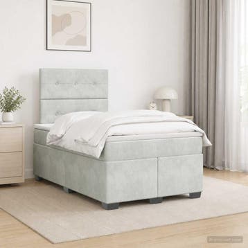 vidaXL Boxspringbed met matras Lichtgrijs 120 x 190 cm, Maison & Meubles, Verzenden