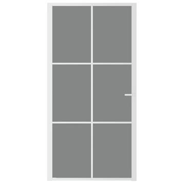 vidaXL Binnendeur 102,5x201,5 cm ESG-glas en aluminium wit, Verzenden