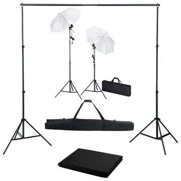 vidaXL Fotostudioset met achtergrond, lampen en paraplus, Verzenden, Nieuw