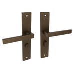 Deurklink Rechthoek op rechthoekig schild WC63/8 brons, Nieuw