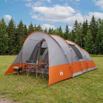 vidaXL Tunneltent 560 x 395 x 212 cm Grijs en Oranje, Verzenden, Nieuw