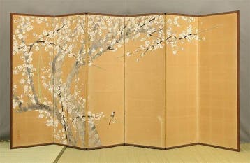 Bybu kamerscherm - Papier - Japan - Pruimenboom en Vogel