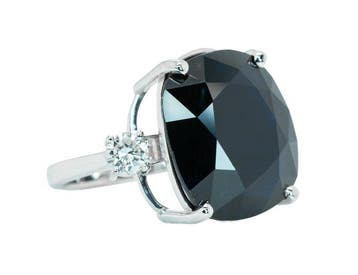 Zonder minimumprijs - Ring - 14 karaat Witgoud, Deep Blue