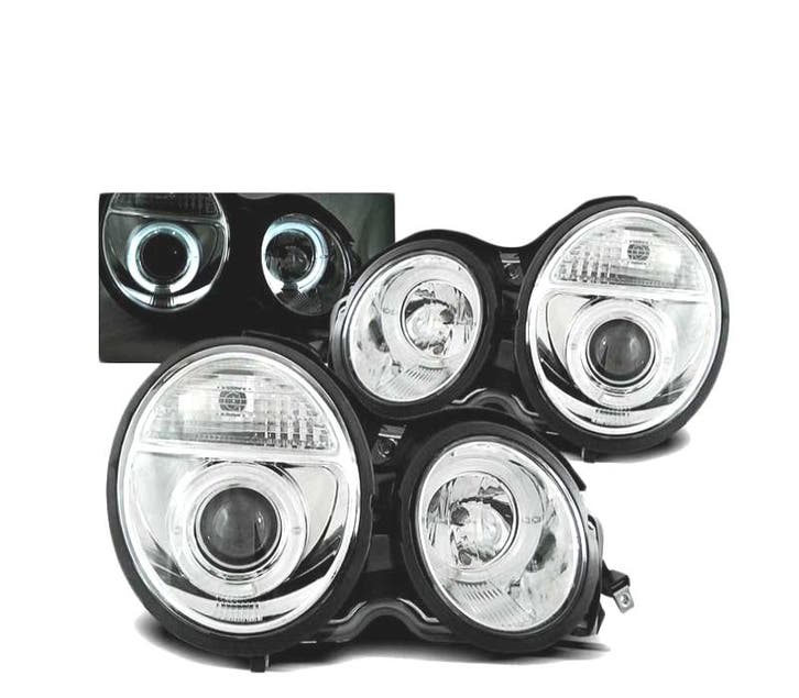 PHARES ANGEL EYES POUR MERCEDES W210 95-99 CHROMÉ, Autos : Pièces & Accessoires, Éclairage, Envoi
