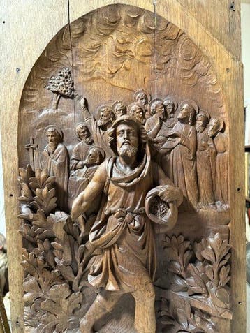 sculptuur, Parabel van de zaaier retabel 18e eeuw - 76 cm -