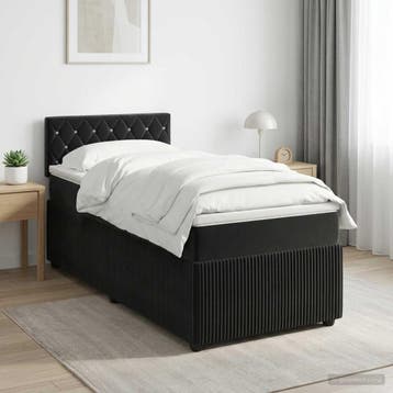 vidaXL Boxspringbed met matras Zwart 80 x 200 cm Fluweel, Verzenden, Nieuw