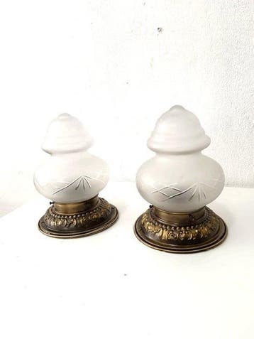 Plafondlamp - Een paar vintage plafond- of wandlampen met