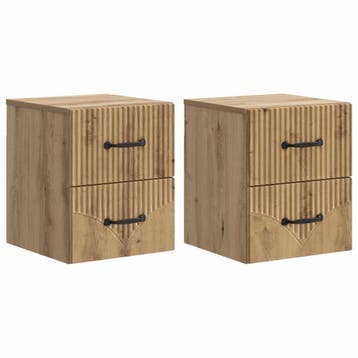 vidaXL Muurbevestigde Nachttafel 2 pcs Artisanaal eiken, Huis en Inrichting, Verzenden, Nieuw