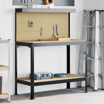 vidaXL Werkbank Zwart 114 x 54 x 145 cm Samengesteld Hout en, Verzenden