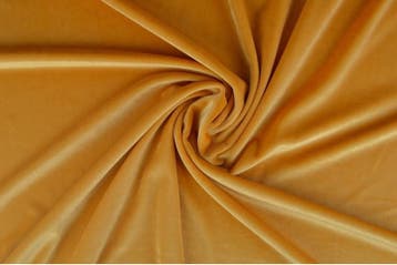 10 meter stretch fluweel - Okergeel, Verzenden, 120 cm of meer, Geel, Polyester