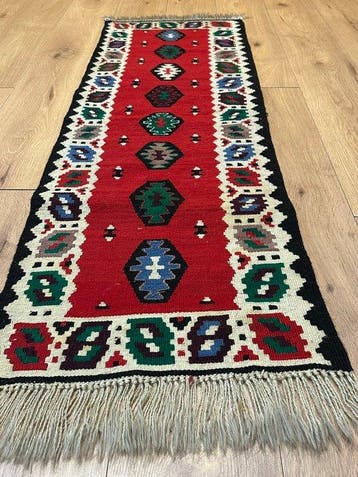 Kelim-loper – handgeweven platgewoven Oosters tapijt met, Nieuw