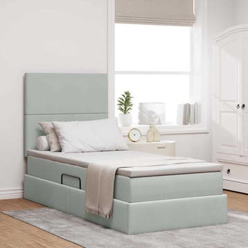 vidaXL Opslag bed met matras met opslag Lichtgrijs 90 x 200, Verzenden, Nieuw