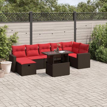 vidaXL 8-delige tuinbankset met kussens, bruin polyrotan, Verzenden, Nieuw