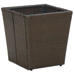 vidaXL Salontafel 41,5x41,5x44 cm poly rattan en gehard glas, Verzenden, Nieuw