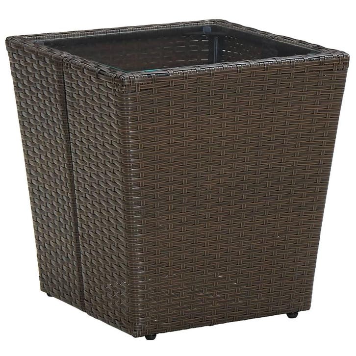 vidaXL Salontafel 41,5x41,5x44 cm poly rattan en gehard glas, Tuin en Terras, Tuintafels, Nieuw, Verzenden