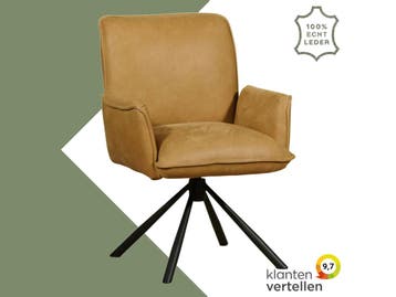 Leren draaibare eetkamerstoel Elite - Kenia Walnut (cognac), Ophalen of Verzenden