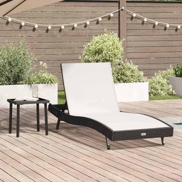 vidaXL Ligstoel 2 st poly rattan Zwart en Wit, Verzenden, Nieuw