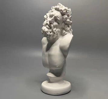 Beeld, Bust of a Bearded Man - 13.5 cm - Gips