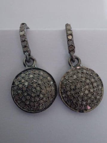 Zonder minimumprijs - Hangoorbellen Zilver, 1 Carat Ronde
