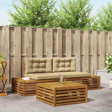 vidaXL 4 st Buiten bank set Massief Acacia Hout en Polyester, Verzenden