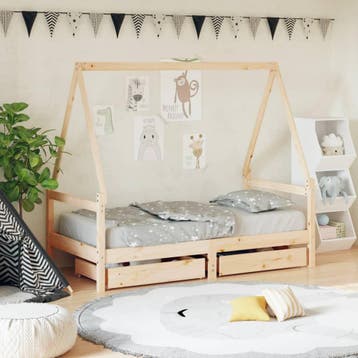 vidaXL Kinderbedframe met lades 80x160 cm massief grenenhout, Verzenden