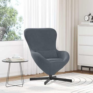 vidaXL Eivormige stoel Donkergrijs 63 x 73 x 90 cm Fluweel, Verzenden