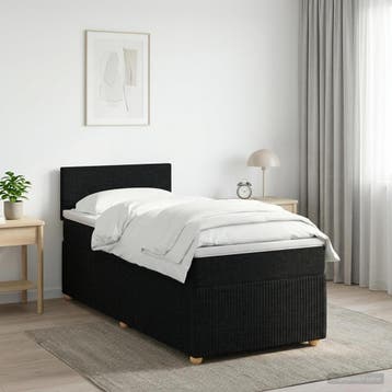 vidaXL Boxspringbed met matras met hoofdeinde Zwart 90 x 200, Verzenden