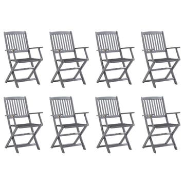 vidaXL Inklapbare stoelen 8 st met kussens massief, Verzenden, Nieuw