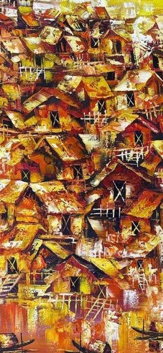 Hoàng Vn Hp (1983) - Village sur lEau 100 100 cm