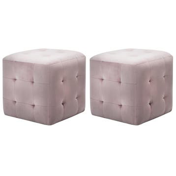vidaXL Nachtkastjes 2 st 30x30x30 cm fluweel roze, Verzenden, Nieuw
