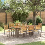 vidaXL Tuin Eettafel Set 9 pcs Grijs en Bruin poly rattan, Verzenden, Nieuw