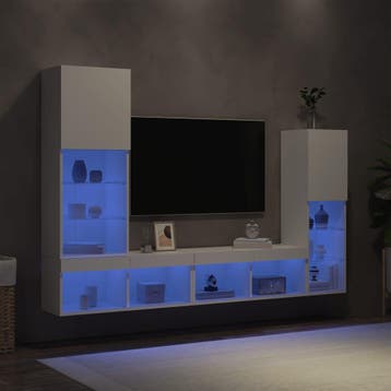 vidaXL 4-delige Tv-wandmeubelset met LED-verlichting bewerkt, Verzenden