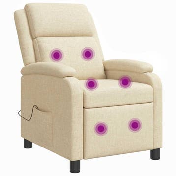vidaXL Massage Relaxstoel Crèmekleurig Stof, Verzenden