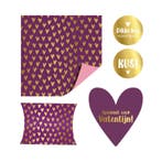Inpakset lots of love - paars - hartjes (VOORDEELSET), Divers, Papier cadeau, Ophalen of Verzenden
