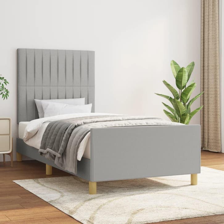 vidaXL Bedframe zonder matras 90x190 cm stof lichtgrijs, Maison & Meubles, Chambre à coucher | Lits, Envoi