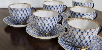 Lomonosov Imperial Porcelain Factory - Koffieservies voor 6