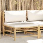 vidaXL Tuinmiddenbank met crèmewitte kussens bamboe, Tuin en Terras, Verzenden, Nieuw