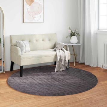 vidaXL Vloerkleden Rond SIROLO Antraciet Ø 200 CM Polyester, Huis en Inrichting, Verzenden, Nieuw