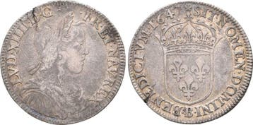 1/2 Ecu Rouen 1647 B Frankreich Ludwig Xiv 1643-1715, Verzenden