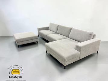 SITS hoekzetel grijs in stof met poef, hoek R – tweedehands, Verzenden, Nieuw