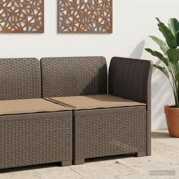 vidaXL Eén-zits Tuin Sofa met Kussen Rieten Look PP, Tuin en Terras, Verzenden, Nieuw