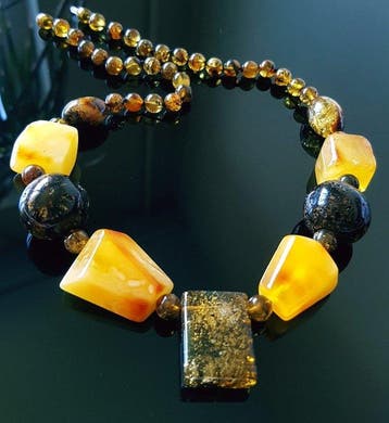 Amber Vintage Zeldzame Baltische Barnsteen Ketting met Grote