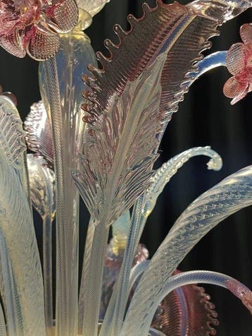 Lustre - Foglia opal - Verre de Murano - 6 lumières