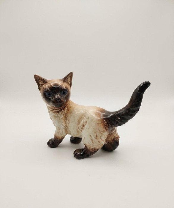 Goebel - Beeldje - Chat Siamois aux yeux bleus - Céramique, Antiquités & Art, Curiosités & Brocante