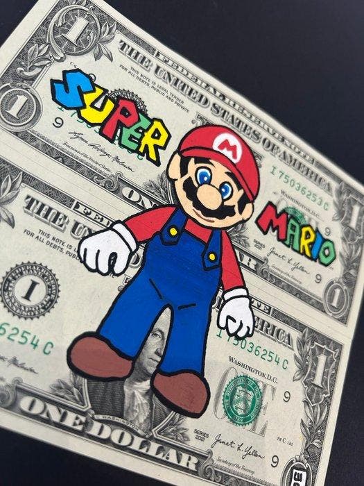 eR.B. - Dollar  Street Art Super Mario, Antiquités & Art, Art | Peinture | Moderne