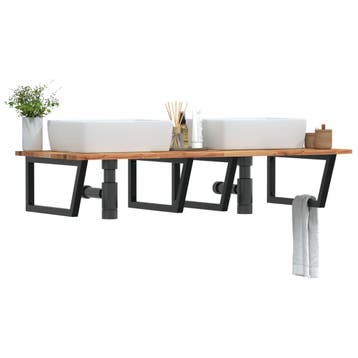 vidaXL Badkamer wandschap staal en massief acaciahout, Verzenden, Nieuw
